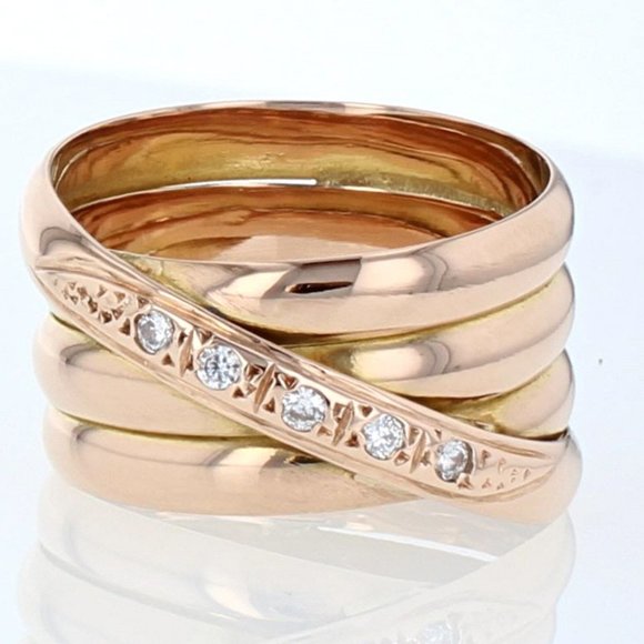18K Rose Gold CZ Cubic Zirconia Stackable Style Anniversary Band Cocktail Ring - Picture 1 of 4